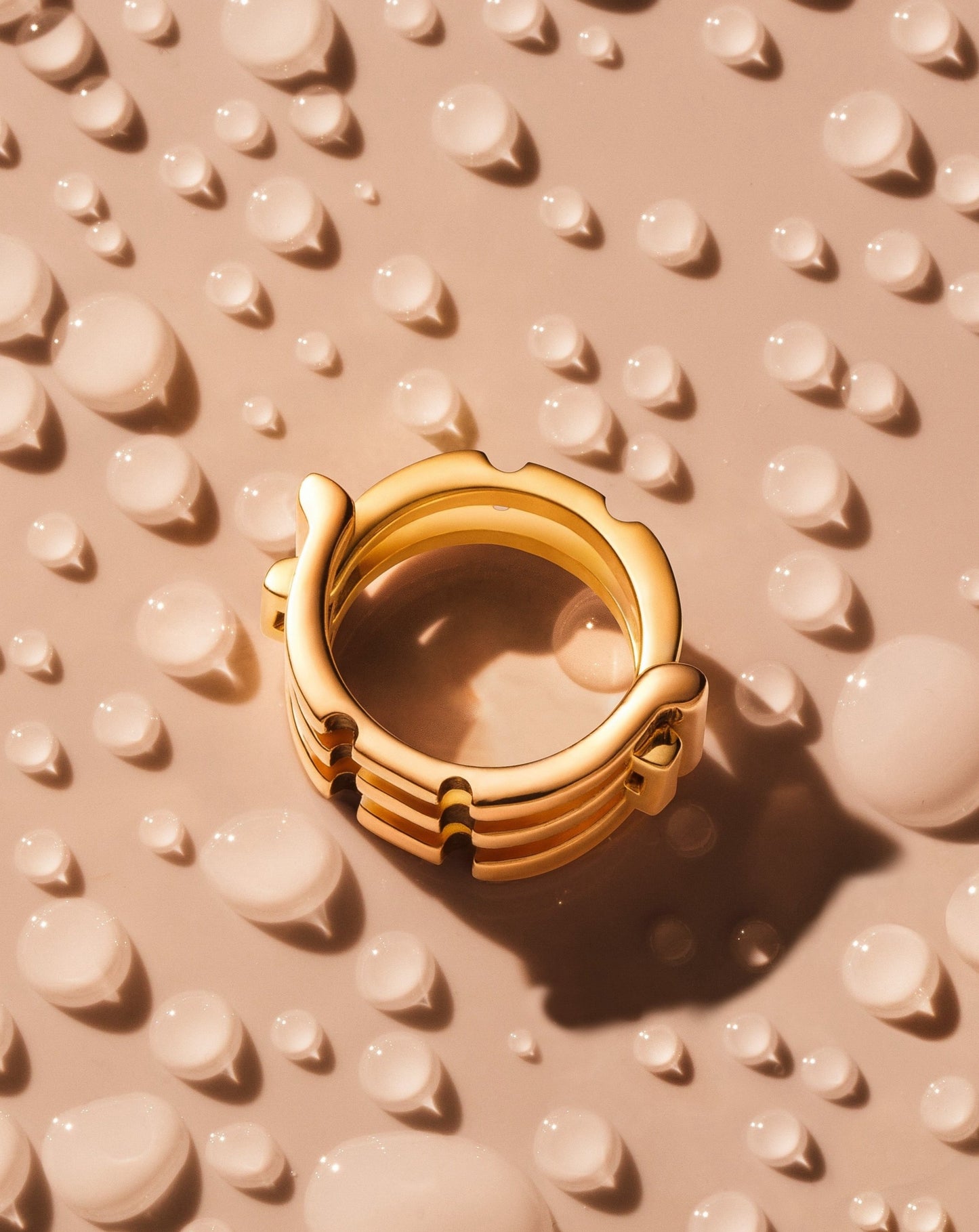 Three-line bronze puzzle ring element